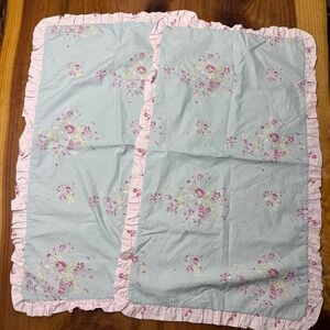 Simply Shabby Chic Faded Paper Rose Floral Pillow Sham Lot of 2 King Cotton N19